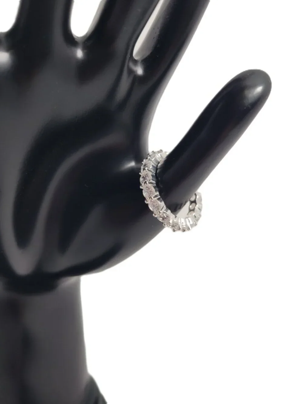 Diamonique Silver Tone Ring Eternity Band Size 9.25